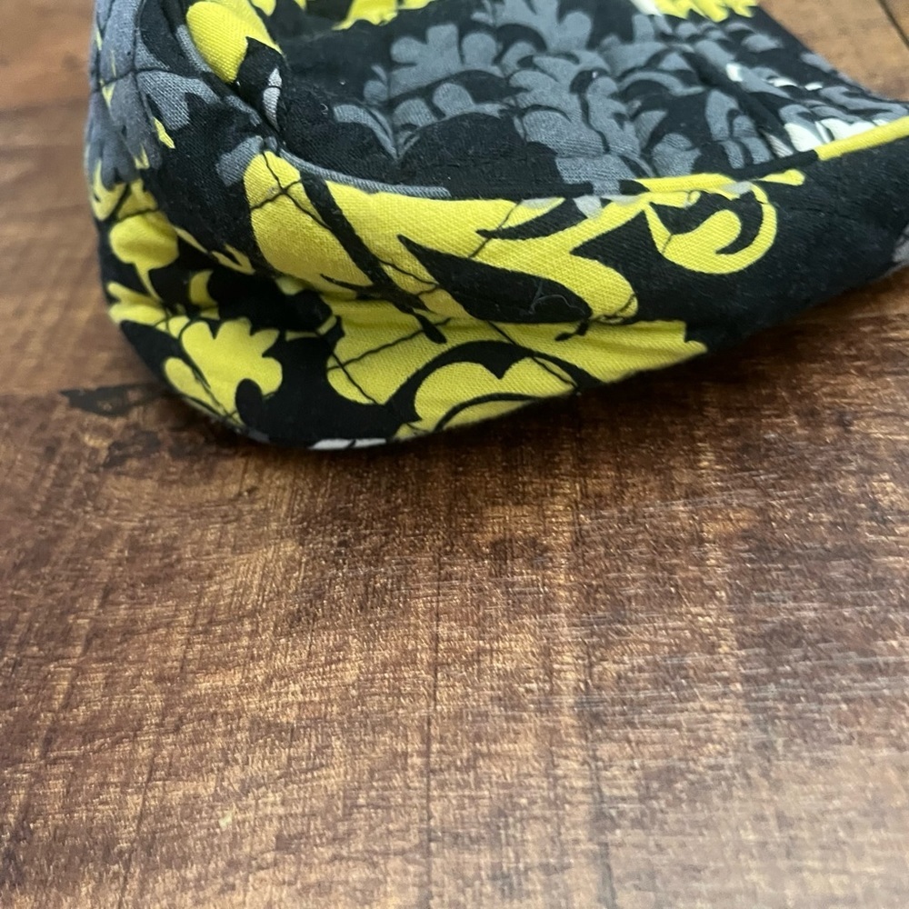 Vera Bradley small purse black gray yellow white 100% cotton zip closure - Picture 5 of 10